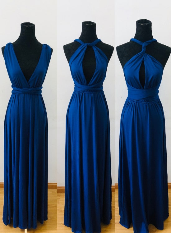 cobalt blue bridesmaid dresses long