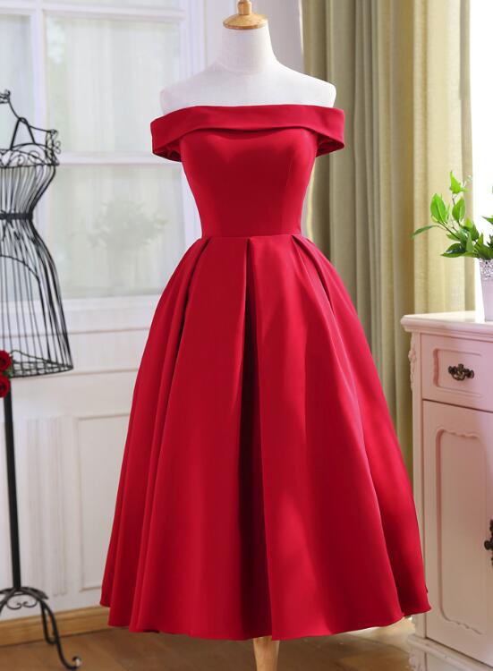 red tea length cocktail dress