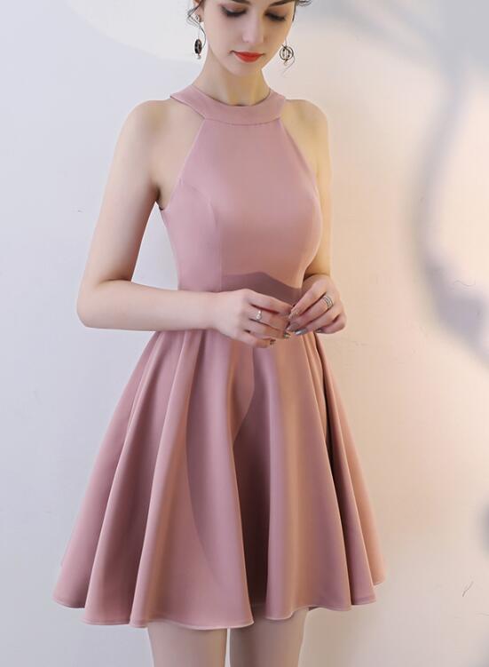 pink halter dress short