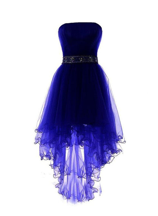 royal blue high low dress