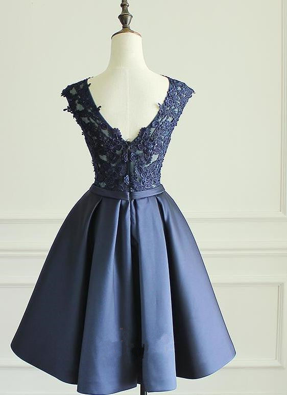 navy blue knee length formal dress