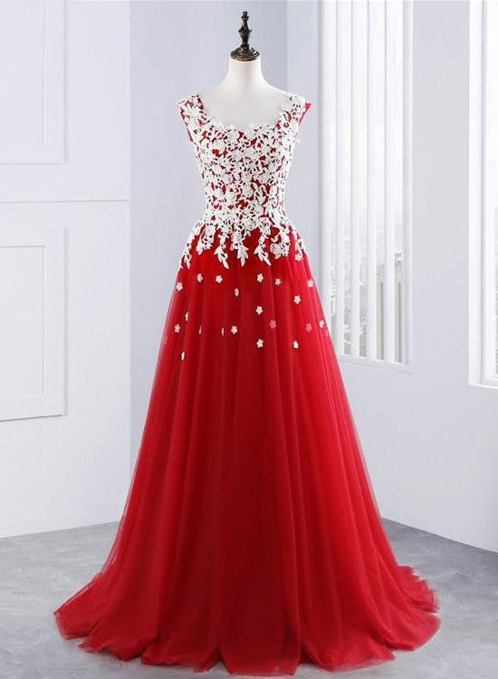 red and white prom dress