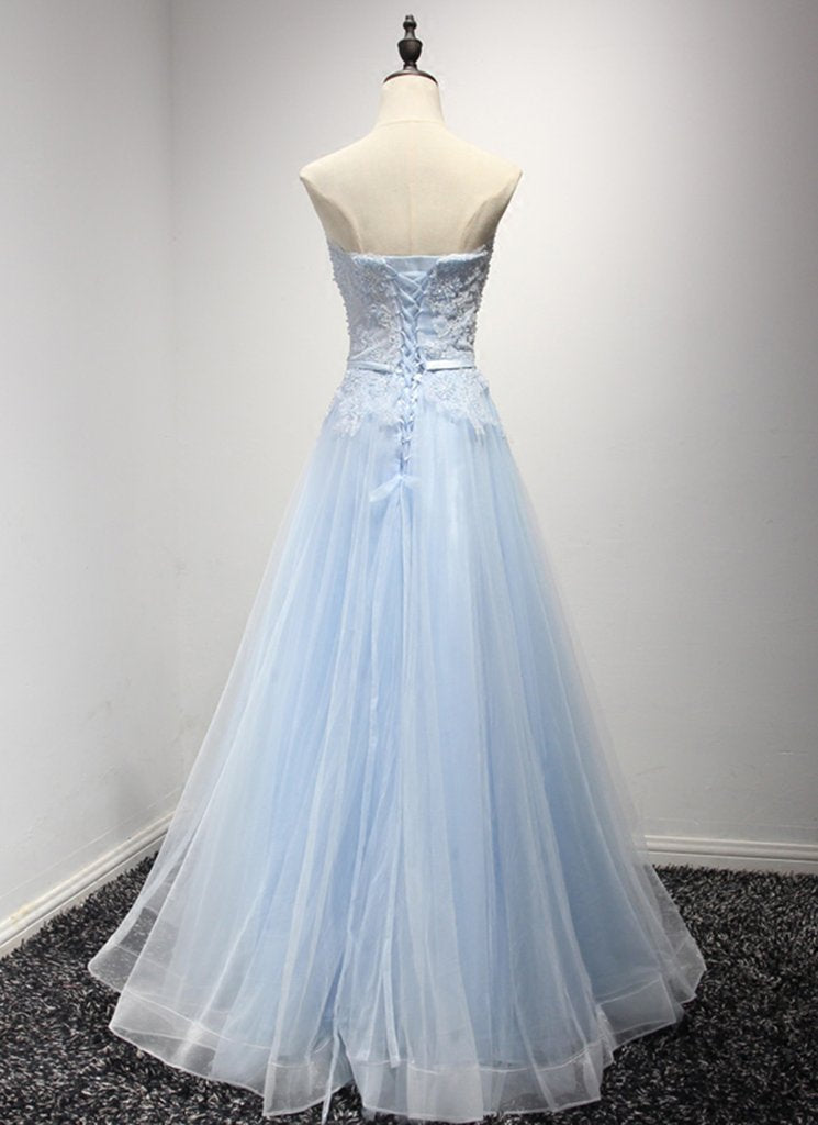 light blue floor length dress