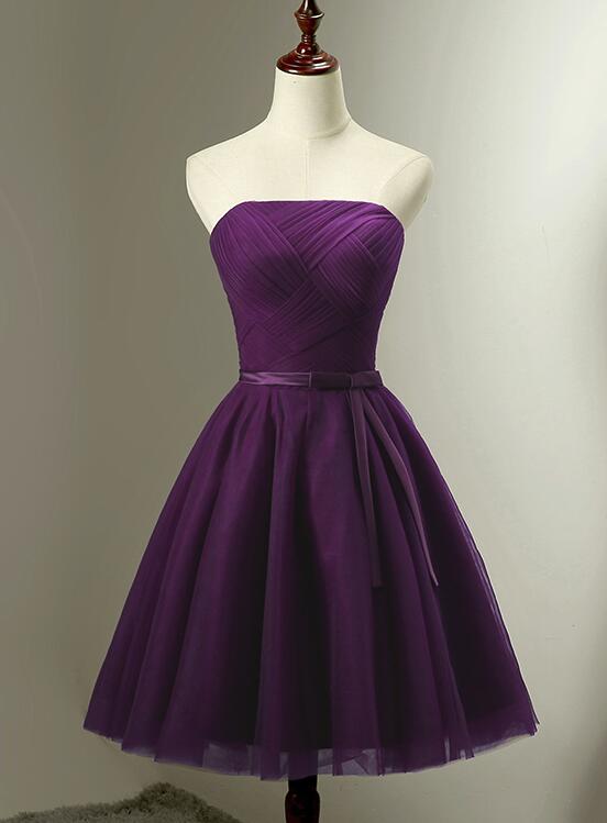 purple short formal dress