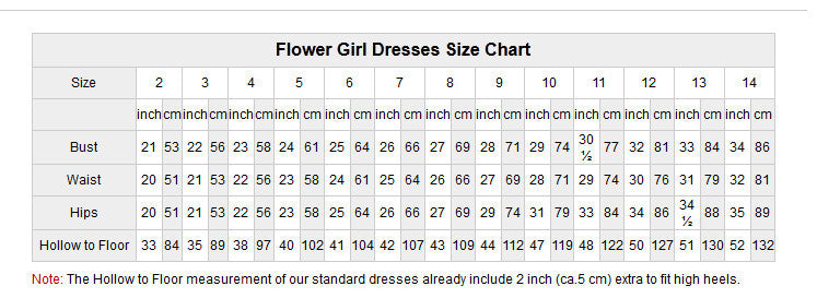 Flower Girl Dress Sizes