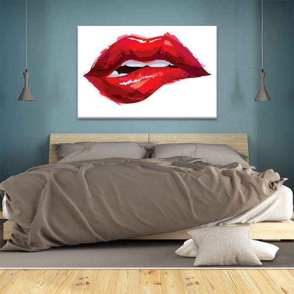 Shop Sexy Biting Red Lips Canvas Wall Art Online Canvasx Net