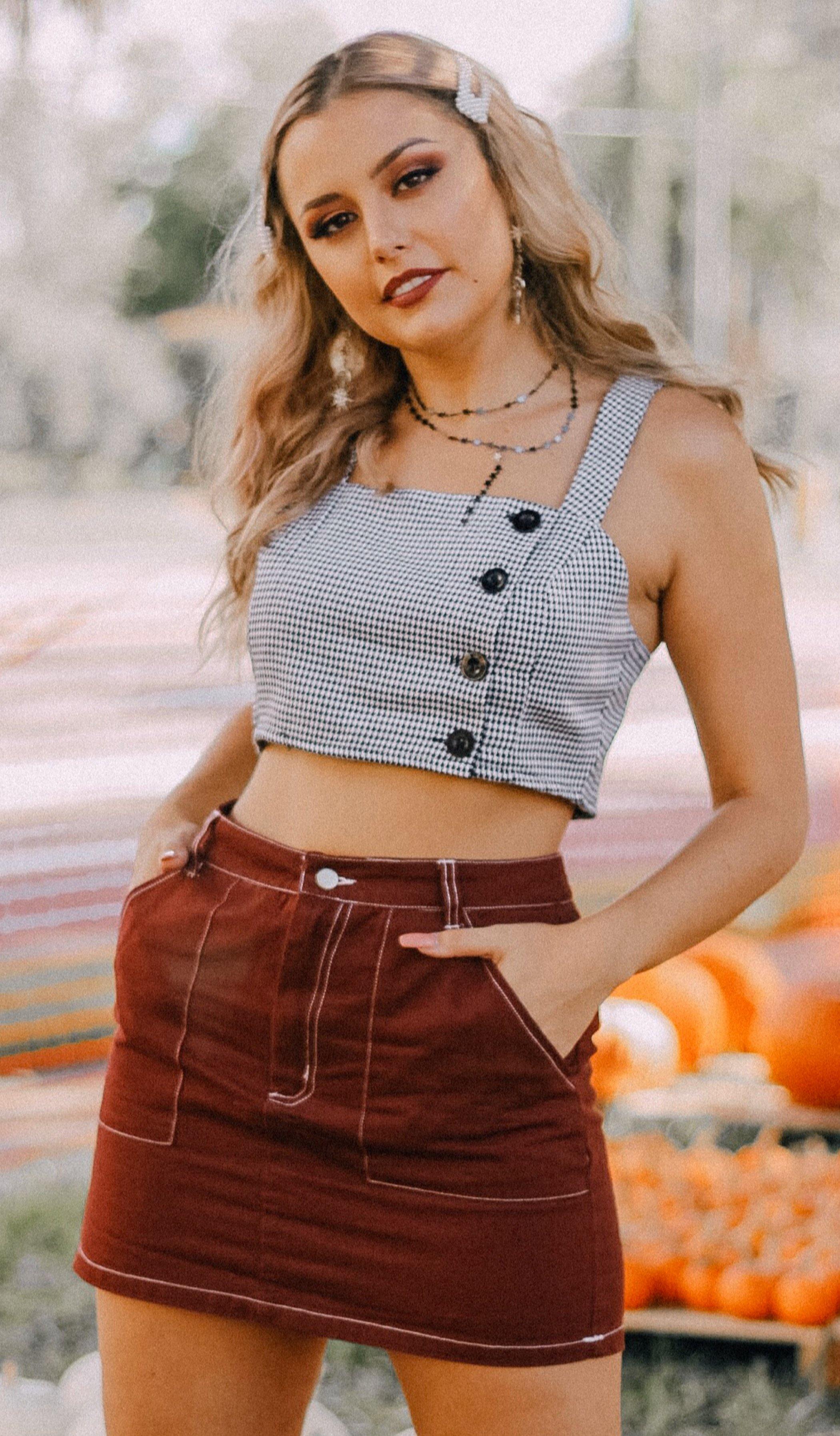 MAELEY HOUNDSTOOTH CROP TOP