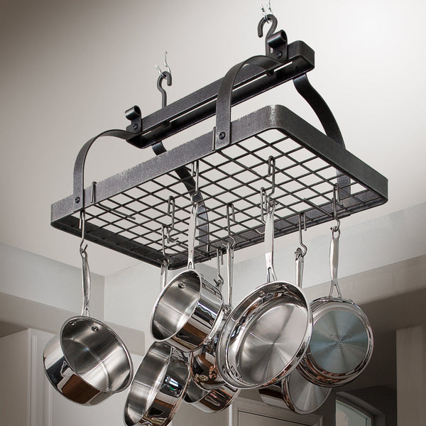 Classic Rectangle Ceiling Pot Rack w/ 12 Hooks