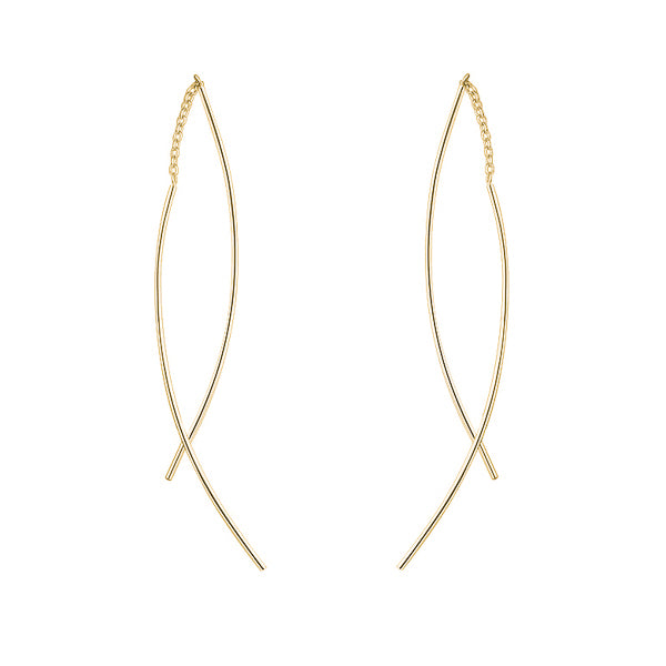 Gold threader wire drop earrings