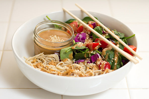 Thai Ramen Salad with Spicy Coconut Almond Dressing - Aloha Spreads