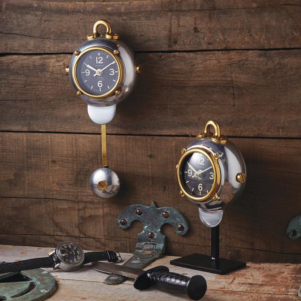 Diver Table Clock Brass Desk Clock Polished Aluminum Nautical