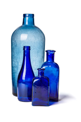 Cornflower and Cobalt Blue Antique Bottles