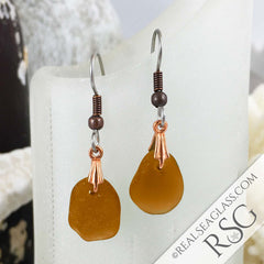 Bright Amber Sea Glass Earrings