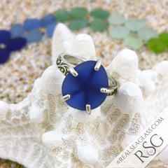 Cobalt Blue Sea Glass Ring