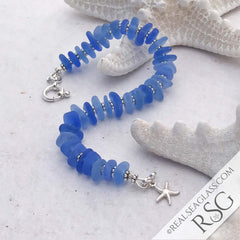 Cornflower Blue Sea Glass Bracelet