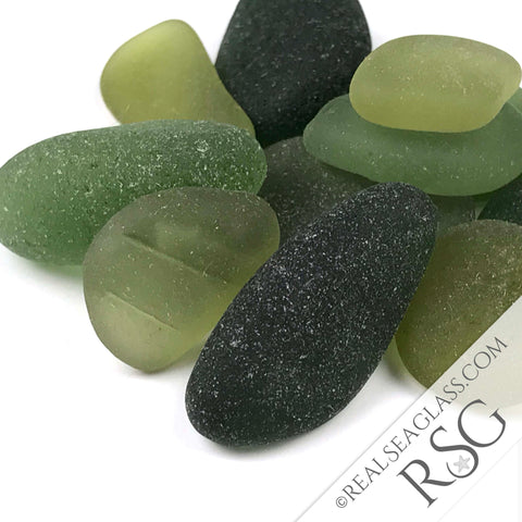 Olive Green and Citron Sea Glass