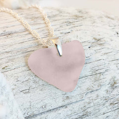 Heart Shaped Pink Sea Glass Necklace