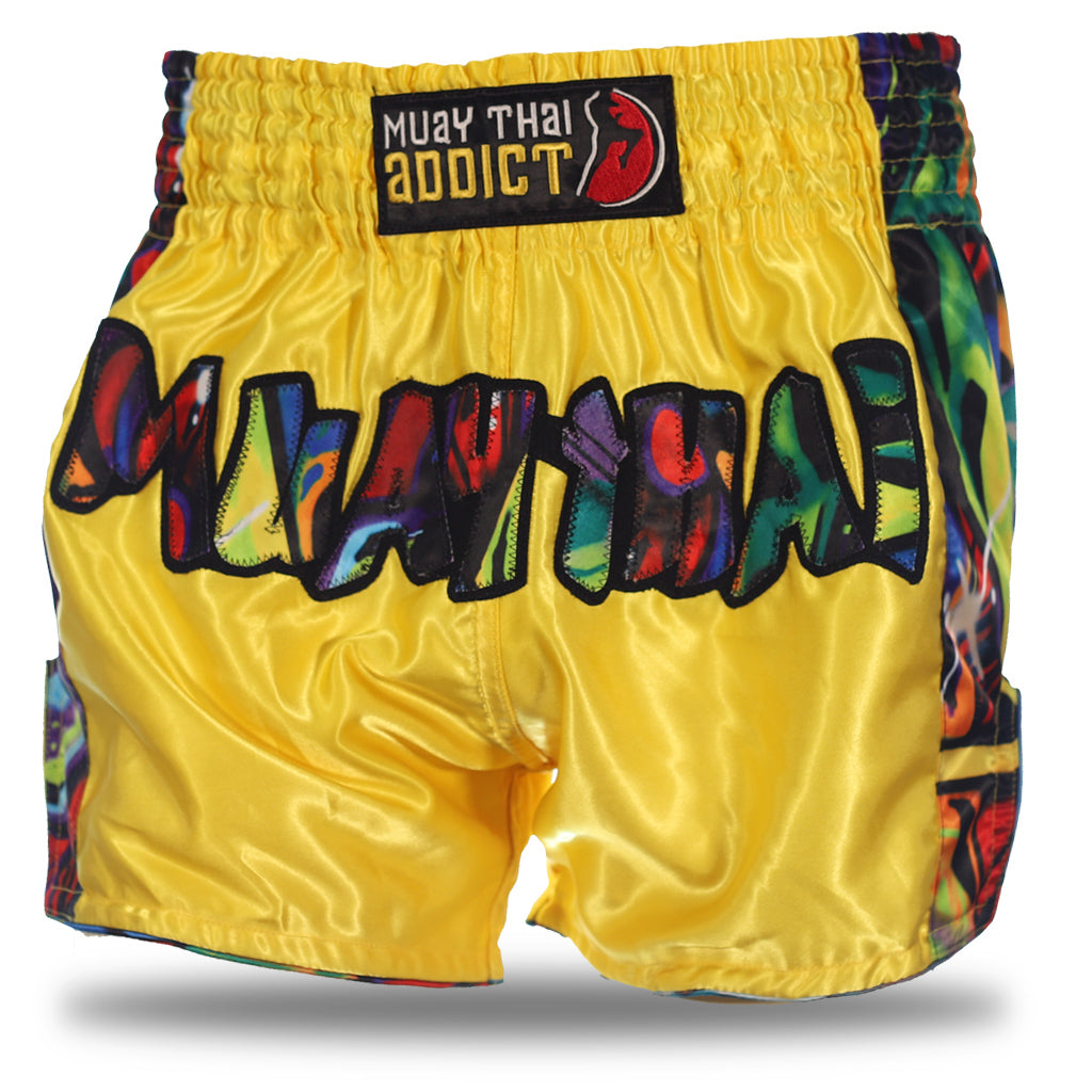 Muay Thai Addict Triumph United Short Grey/Yellow Extra Large 