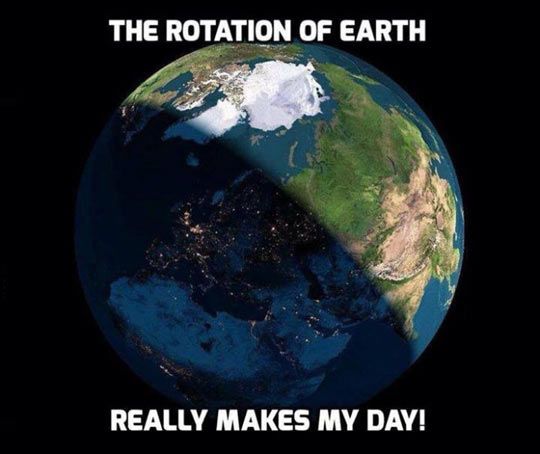 science meme about the rotation of the earth