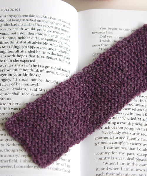 Knitted garter stitch bookmark