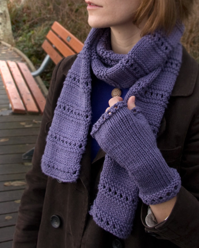 Free Knitting Pattern Beginner Scarf and Mitts