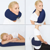 U-Shape Inflatable Travel Pillow with Hoodie