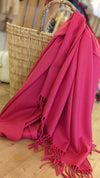 Super Soft Plain Tassel Pashmina Scarf - Cerise