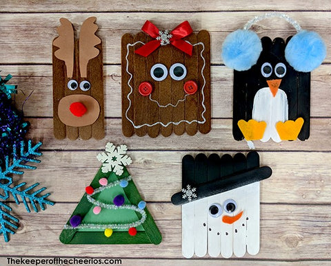 Christmas Popsicle Tree Snowman Reindeer Gingerbread Man Penguin Kids Toddler Crafts DIY Activity