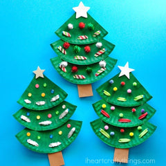 Paper Plate Christmas Tree Kids Toddler Crafts DIY Activity