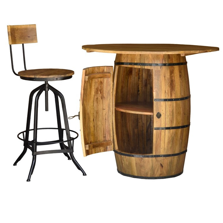 oak barrel bar set