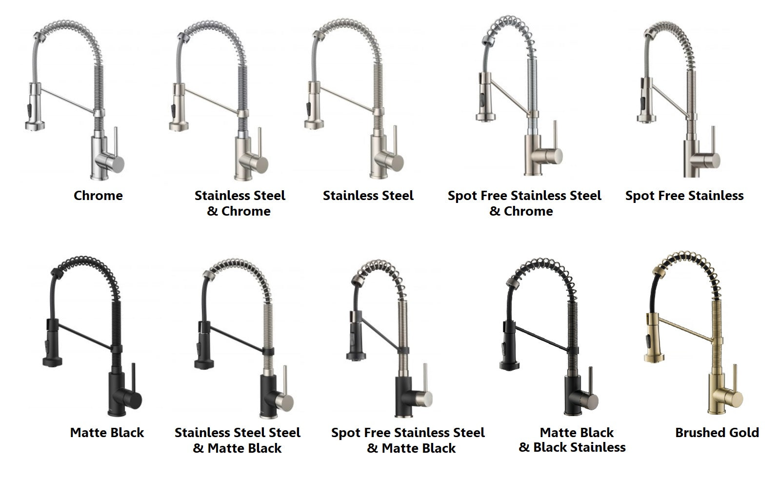 Finish Options for KRAUS Bolden Kitchen Faucet, KPF-1610