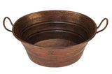 Oval Bucket Vessel Hammered Copper Sink with Handles