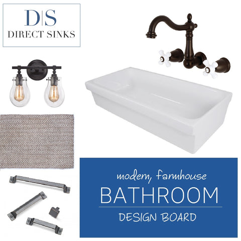 modern farmhouse design board for bathrooms