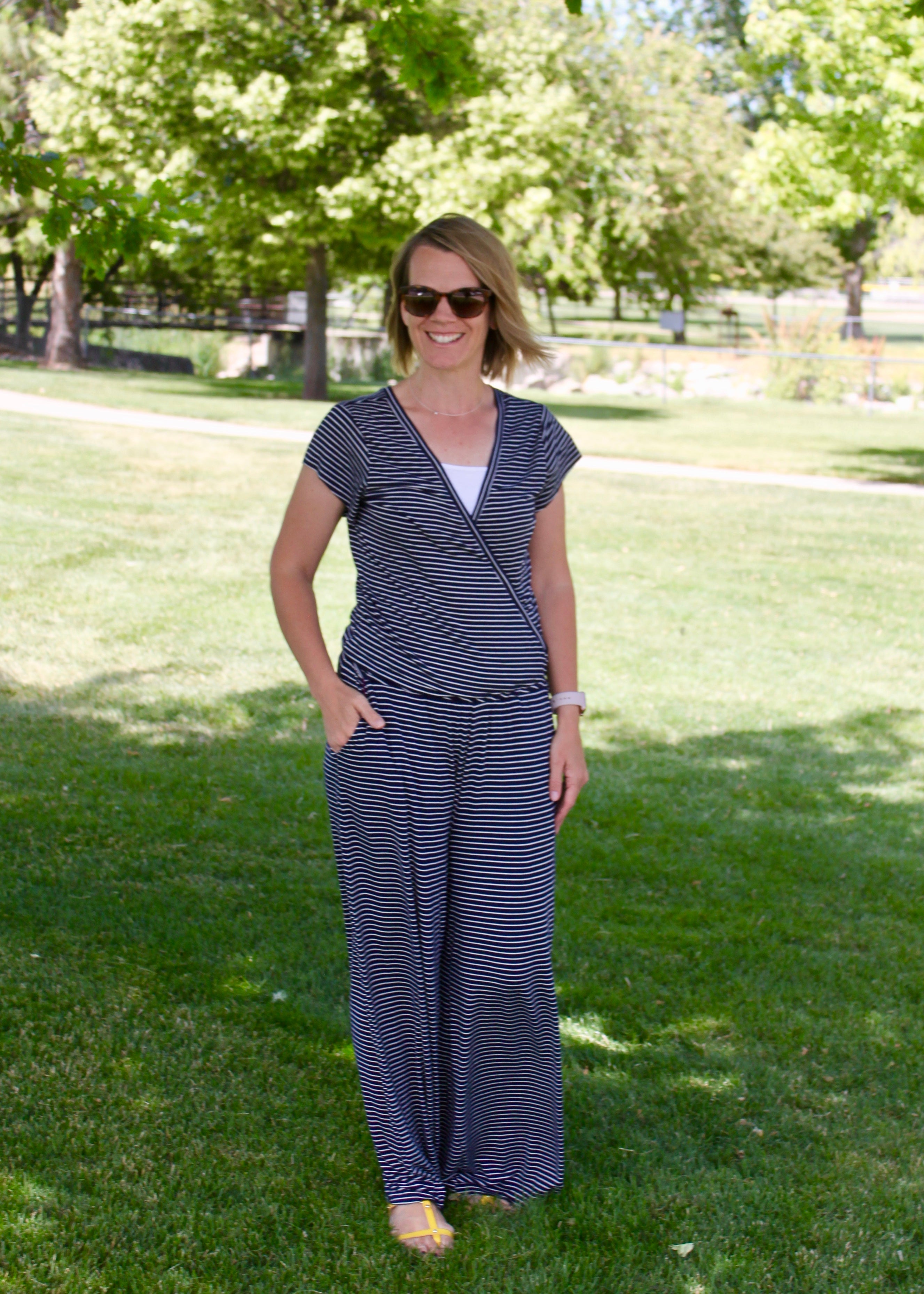 Rayon Spandex Stripes - Navy & Ivory (new)