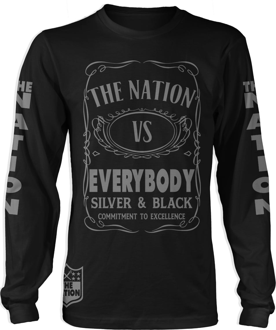 New Raider Nation Edition The Nation VS Everybody Grey Long Sleeve T-Shirt