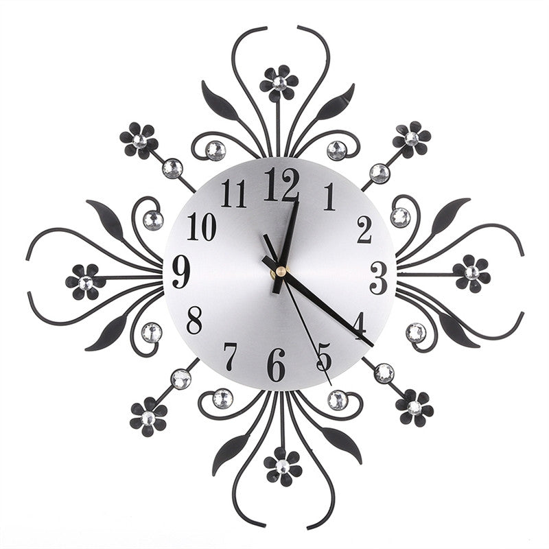 Modern Metal Diamonds Flower Silent Wall Clock 3d Wall Art Office Hous Pinchofdecor Com