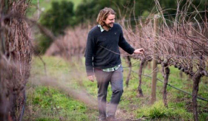 Jasper Button in his home vineyard