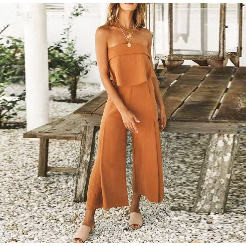 orange wide leg jumpsuit