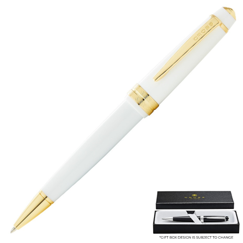 Polished White & Gold Cross Bailey Light Ballpoint Pen New In Box