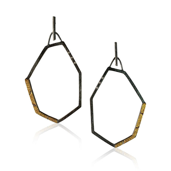 Geometric Double Hoop Earring Hexagon Earring  Gift for Birthday & Lover Oval Sterling Silver Multi-Wrap Circle