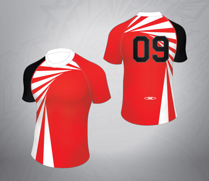 Standard Rugby Jersey-Asymetical Red 
