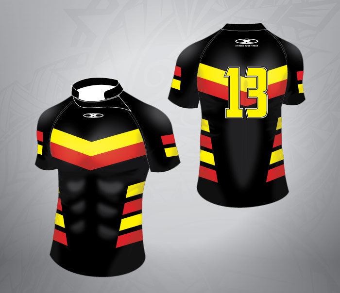 Rugby League Jersey-BlackRed/Yellow 
