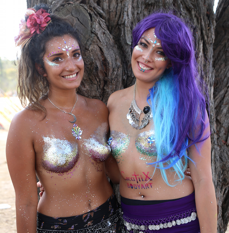 Two Rainbow Beauties covered in Glitterazzi Biodegradable Glitter