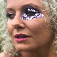 Festival Makeup Trend 2 Biodegradable Glitter Emily Shurey Cofounder Glitterazzi Glitter with Purple Glitter