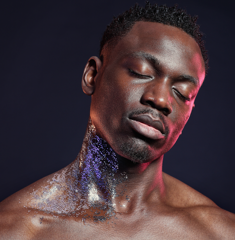 Purple and Silver Glitter Glitterazzi Biodegradable Glitter on stunning male model