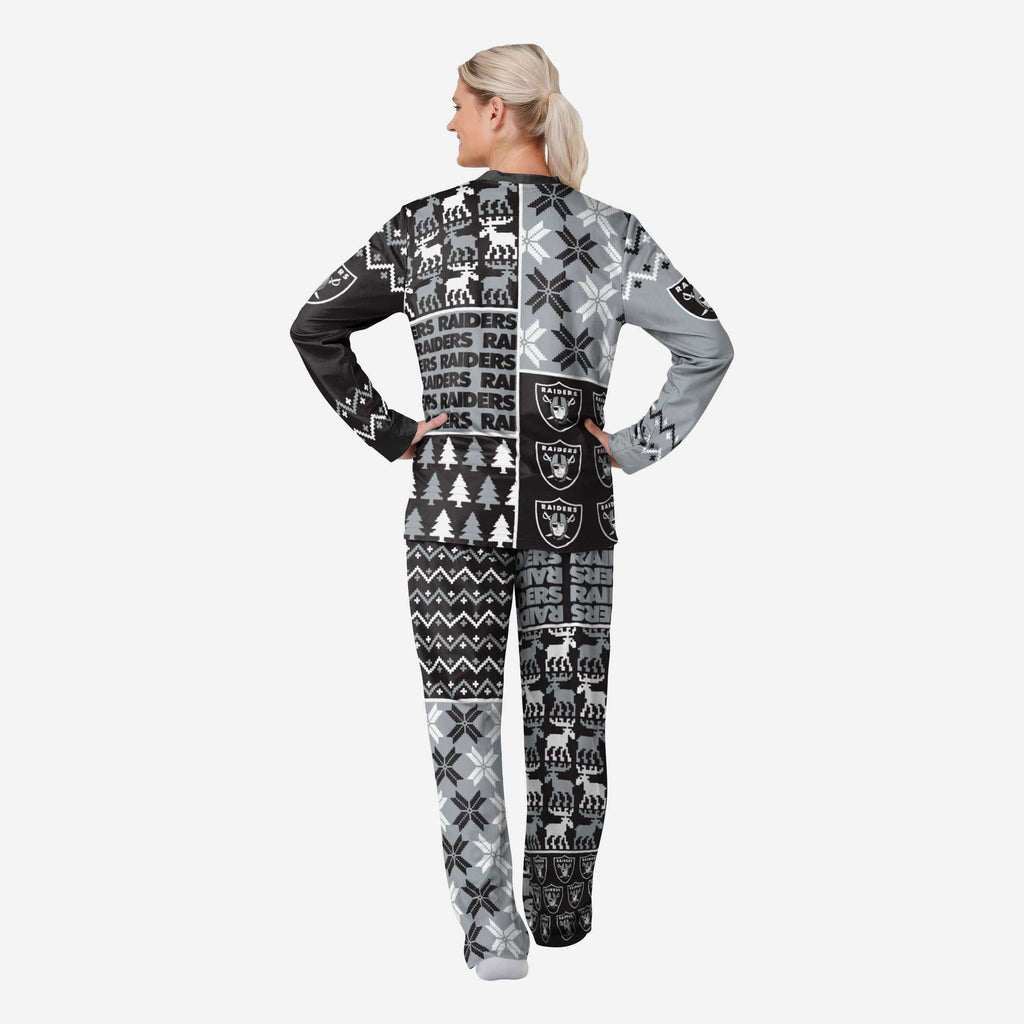 FOCO Las Vegas Raiders NFL Ugly Pattern Family Holiday Pajamas