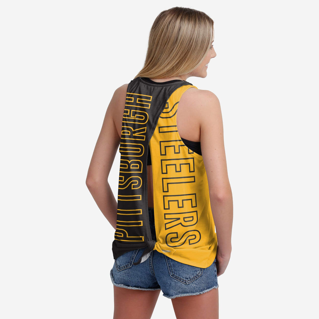 Pittsburgh Steelers FOCO Floral Reversible Mesh Tank Top - Black