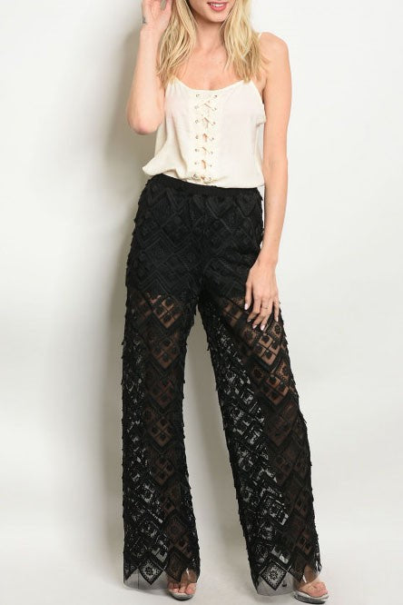 black crochet pants