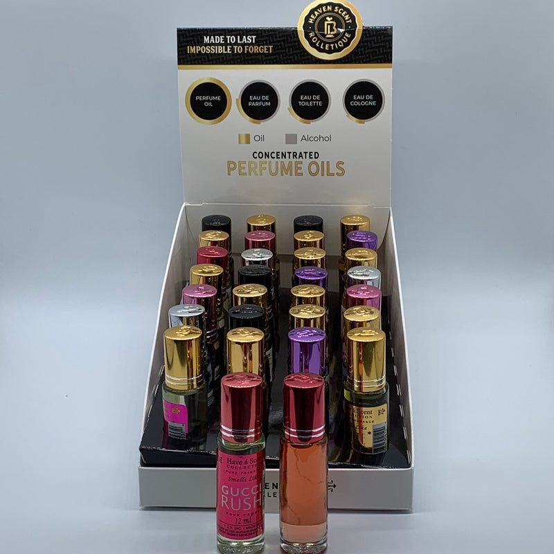 Concentrated perfume oils display for woman x28 bottles 12ml