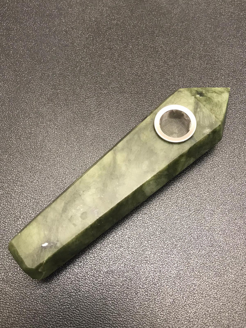 Real Natural healing stone pipe GREEN JADE